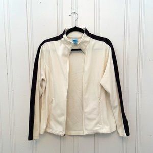 💙 L.L. Bean Zip Up Fleece White Black Medium